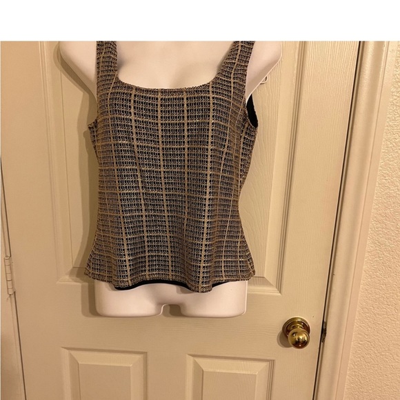 JD Collections Metallic gold mesh tank & sweater - Picture 2 of 2